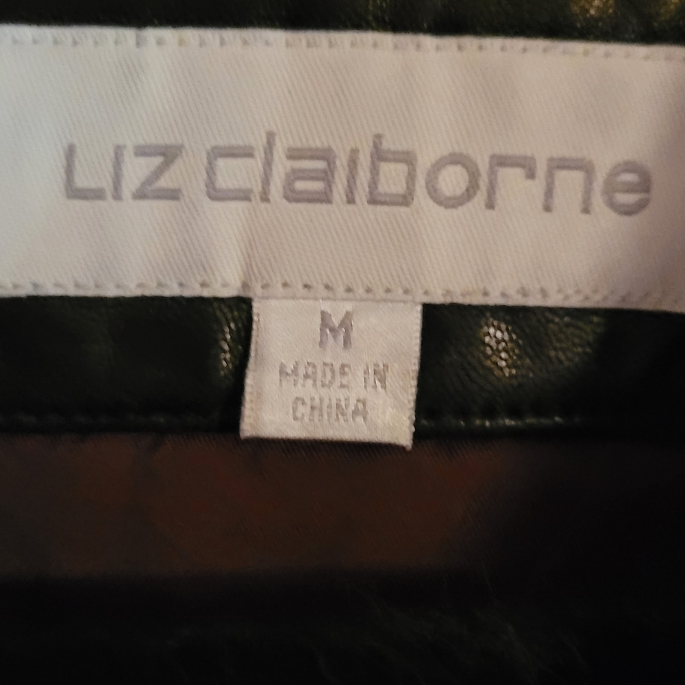 Liz Claiborne black leather coat sz M